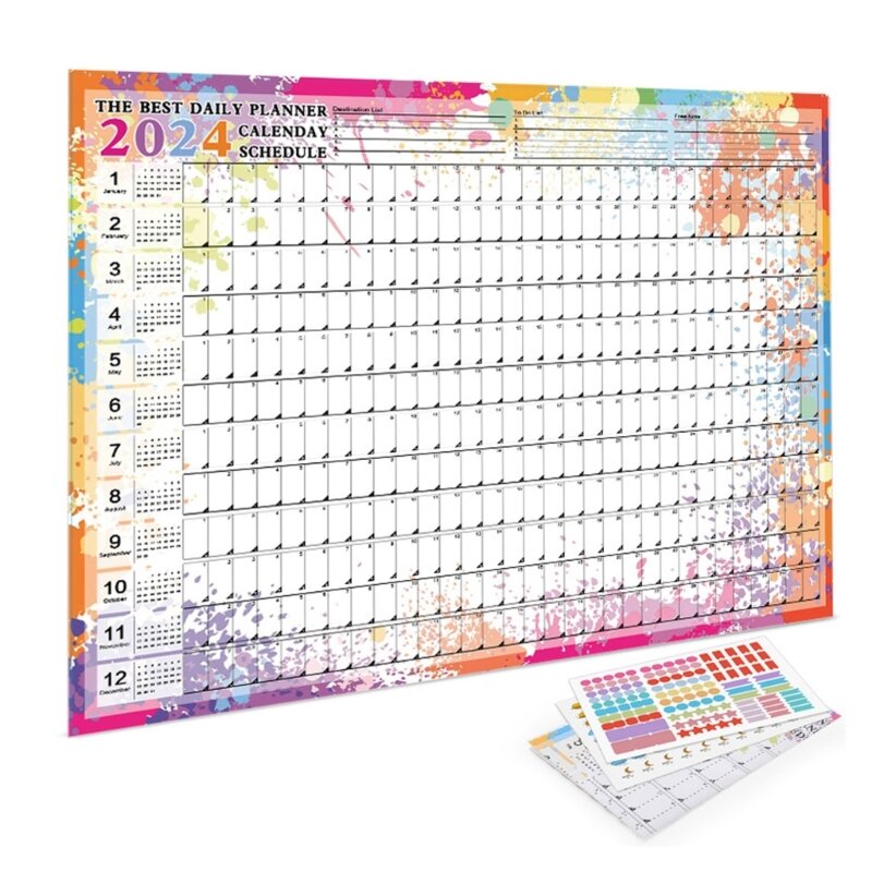 Календарь на 2024 год, простой ежедневный планировщик, список дел, подвесной ежегодный еженедельный ежегодный планировщик, дня