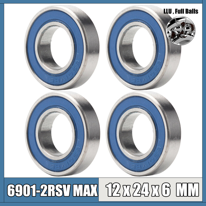 6901 2RSV MAX Bearing 12*24*6 mm 4Pcs Full Balls Bicycle Pivot Repair Parts 6901 2RS RSV Ball Bearings 6901-2RS 6901LLU