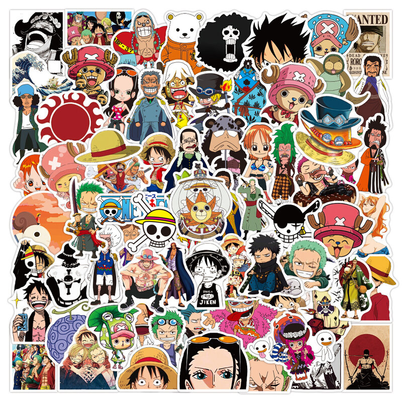 One piece cartoon stickers, naruto, dragon ball, mix, anime, brinquedo da criança, laptop, telefone, motocicleta, skate, carro, 100pcs