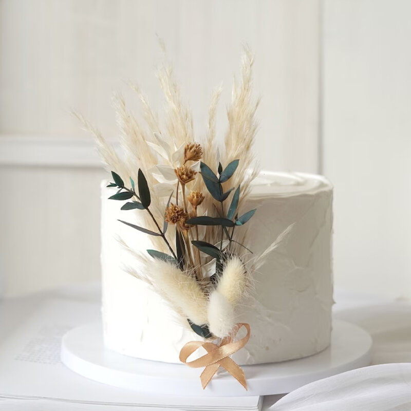 4 шт. мини-цветы Гортензия Букет для свадебного торта белый натуральный небольшой сушеный букет цветов в стиле бохо украшения на день рождения
