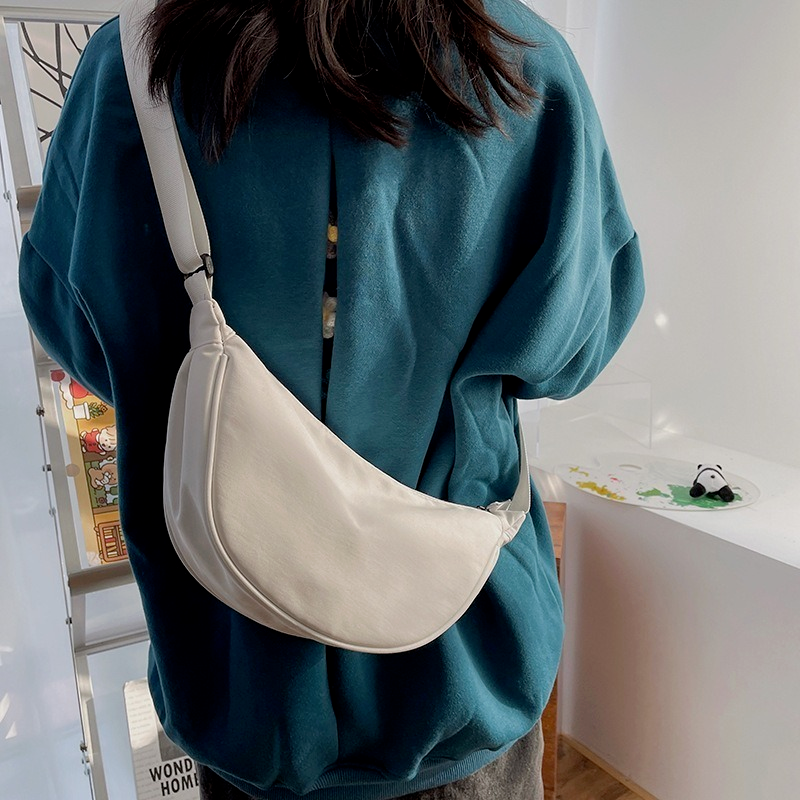 Bolsa mensageiro feminina de nylon, bolsa de ombro pequena, axila, bolsa de lona simples, na moda, leve, novo, 2023