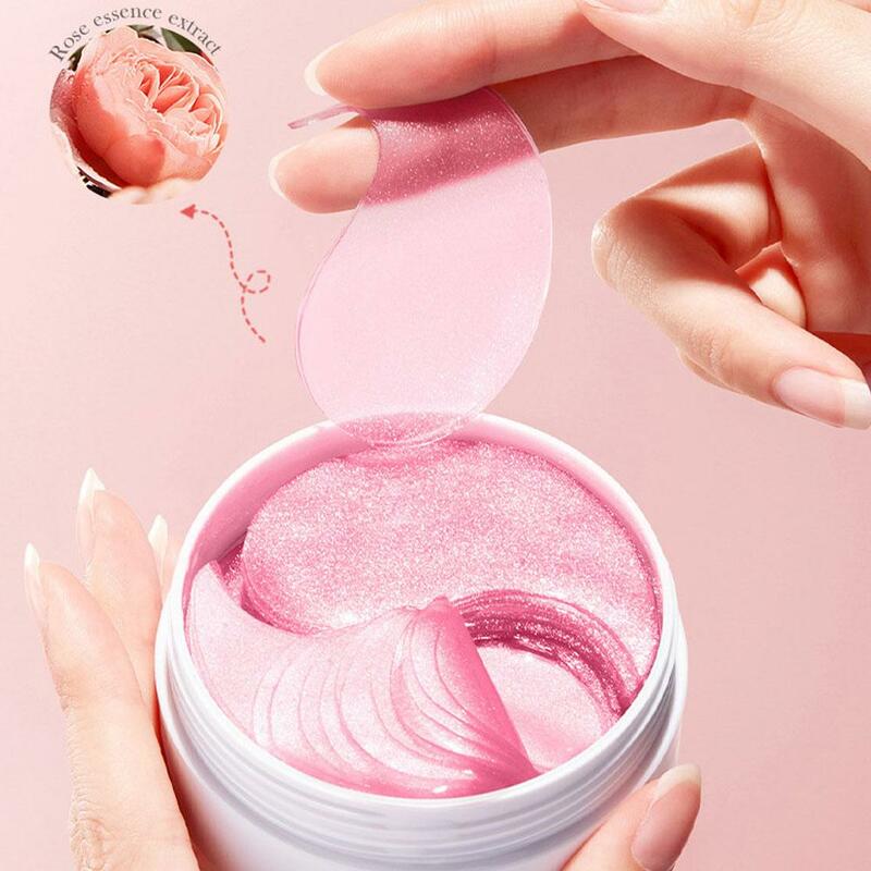 Mascarilla de ácido hialurónico rosa, 60 piezas, antiojeras, bolsas hidratantes, antiarrugas, parches para el cuidado de la piel