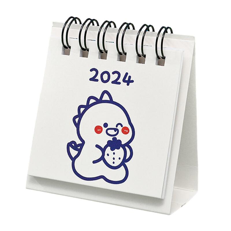 Kalender meja 2024, Portabel Mini bulanan ornamen Desktop kalender berdiri meja kalender sederhana untuk meja kantor rumah rumah tangga