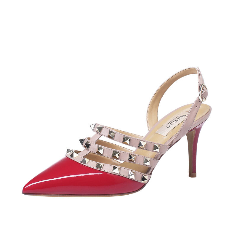 Sandálias de salto alto de couro real para mulheres, sapatos gladiadores, marca de luxo, elegante, 10cm