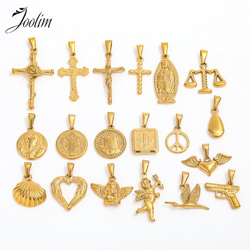 Joolim-女性のためのステンレス鋼の襟のペンダント,ファッショナブルなビンテージスタイル,控えめな天使,愛,十字架,バラ,シングル,卸売り,ギフト