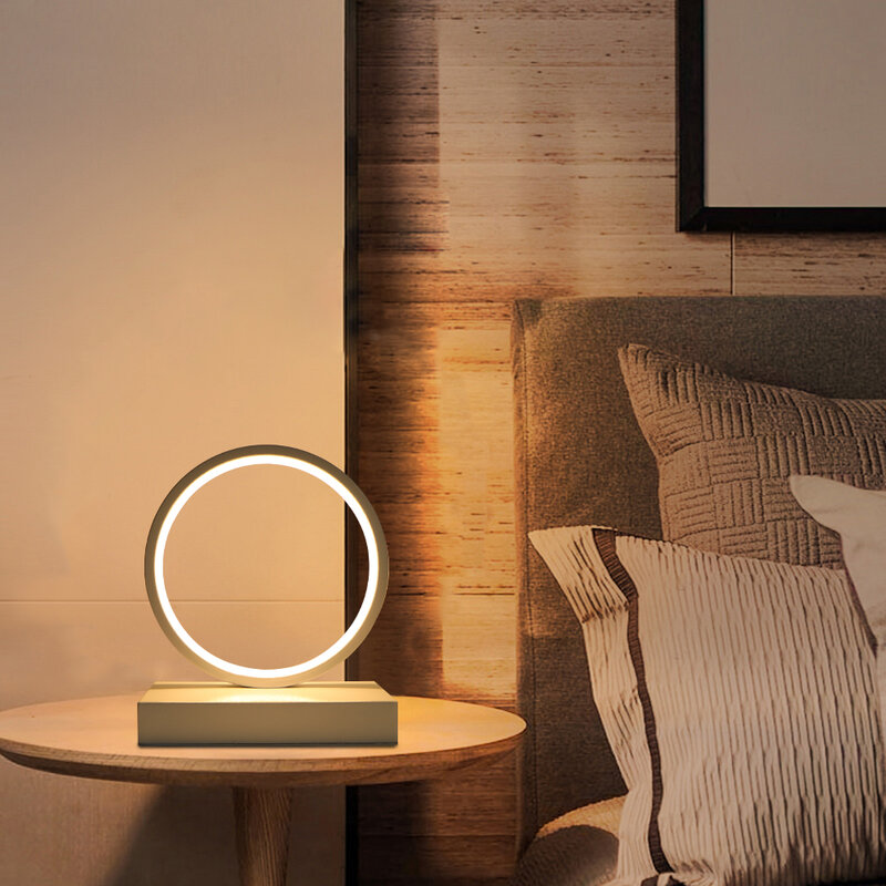 Lámpara LED recargable de color blanco cálido, adorno de anillo con Cable USB, interruptor USB, luz nocturna, decoración moderna de la habitación del hogar