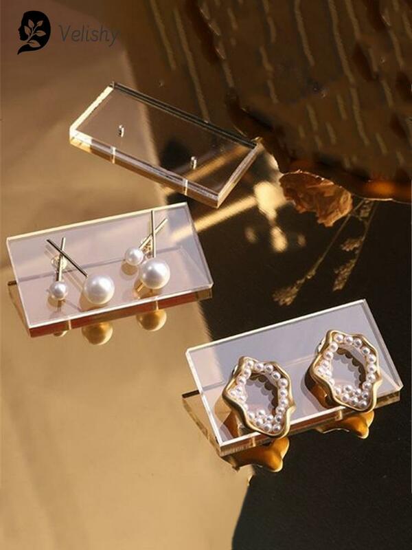 Kancing anting-anting tampilan akrilik bening transparan papan tampilan perhiasan buatan tangan DIY aksesori toko Penyimpanan menunjukkan pemegang perhiasan