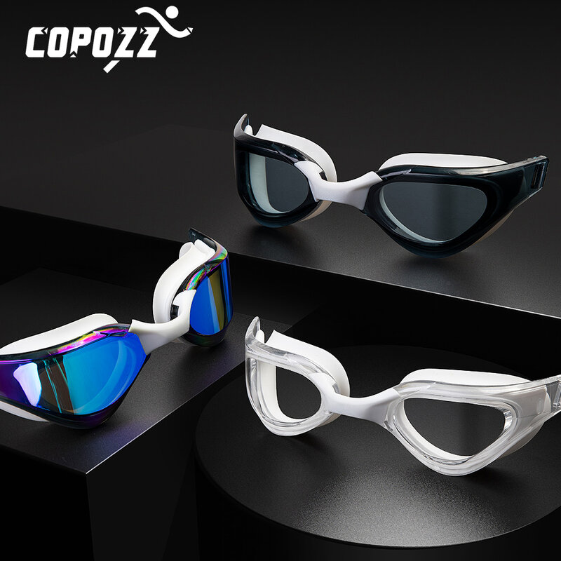 Gafas de natación profesionales HD antivaho, gafas Anti-UV, Marco grande, gafas de natación de silicona para hombres y mujeres