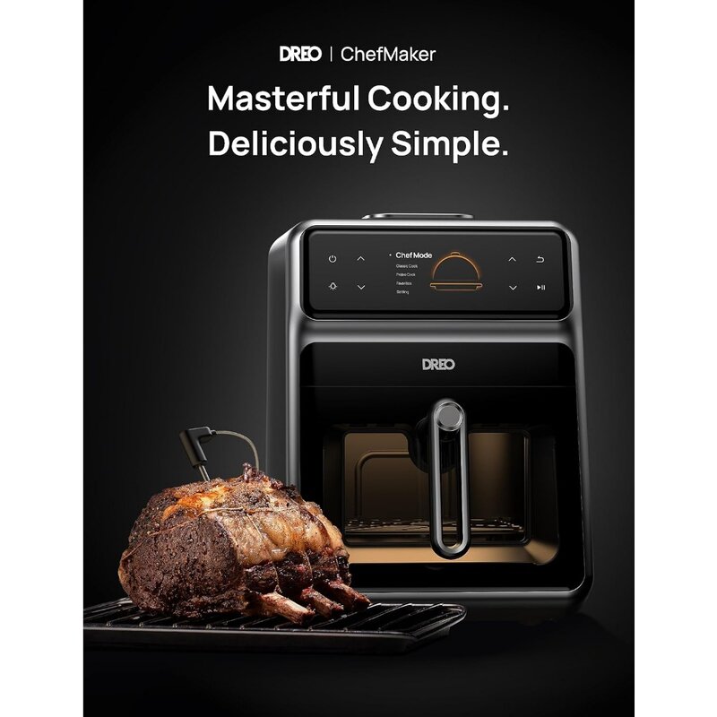 Air Fryer, ChefMaker Combi Fryer, Smart Cooker with Cook Probe, Water Atomizer, 3 Professional Cooking Modes, Air Fryer