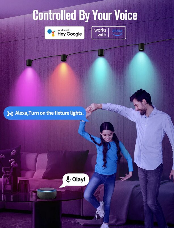 Luz LED de pared inteligente RGBIC Tuya WIFI, candelabro de luz descendente, sincronización de música, decoración del hogar, funciona con Alexa, Multicolor