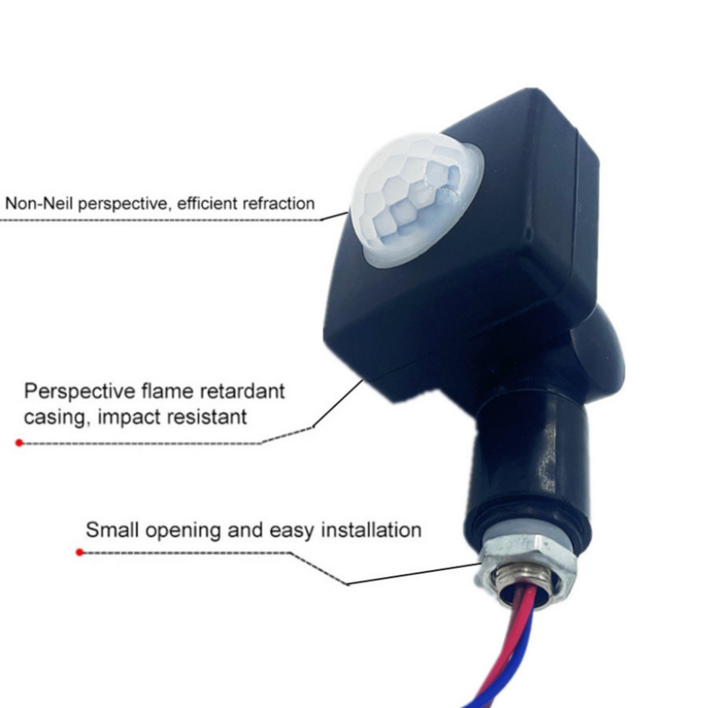 YzKoo PIR 스위치 초박형 LED 투광 조명, PIR 방수 야외 모션 센서 감지기, 85-265V, IP65