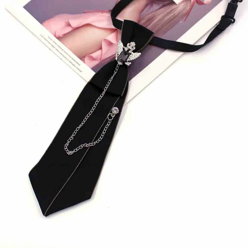 Elegante laço JK gravatas de corrente para homens e mulheres, asas de cristal vintage, laços escolares, laços uniformes no pescoço, novos
