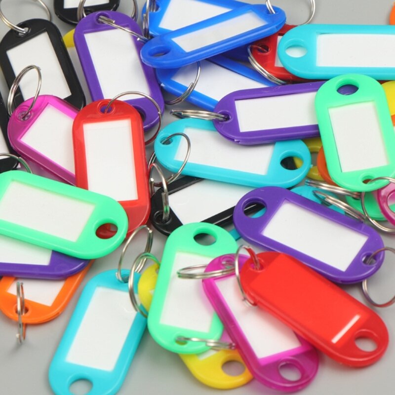 50 llaveros etiquetas plástico colores surtidos que resisten eficazmente calor y desgarro