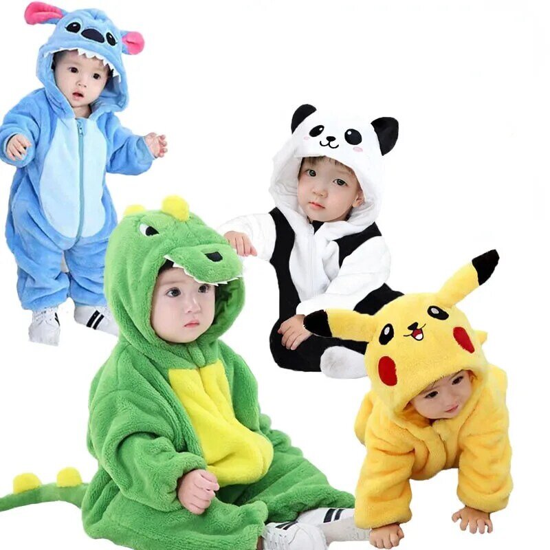 Kawaii Disney Lilo & Stitch Baby Jumpsuit Pyjama Plus Fluwelen En Verdikte Steek Baby Kruipkleding Kinderkleding