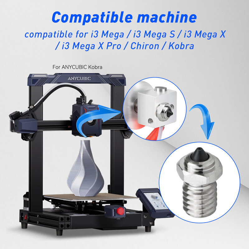 Alto fluxo Extrusora Impressora cabeça de impressão, V6 BimetalThree Buraco bocal, impressão 3D peças para ANYCUBIC I3 Mega X Pro I3 Mega S Chiron Kobra