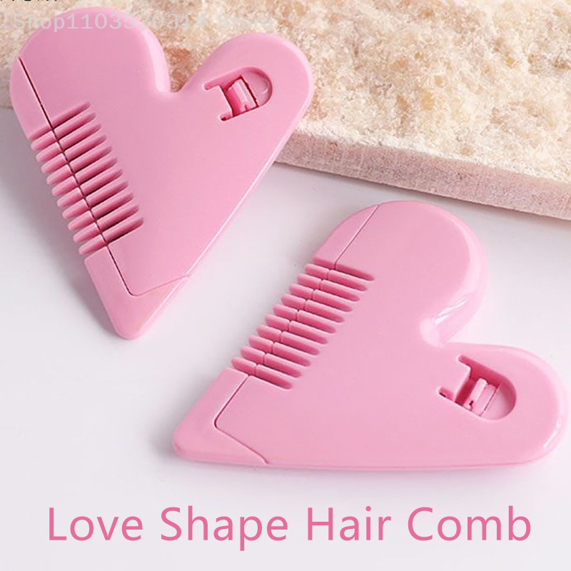Mini recortadora de pelo rosa, peine de corte de pelo con forma de corazón de amor
