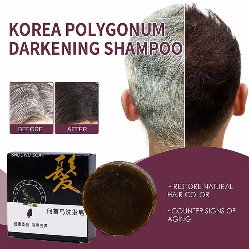 Hair Darkening Shampoo Soap Bar Grey Coverage Hair Dandruff Deep White Soap Hair Gray Nourishment Anti Cleansing Improve Q2W0