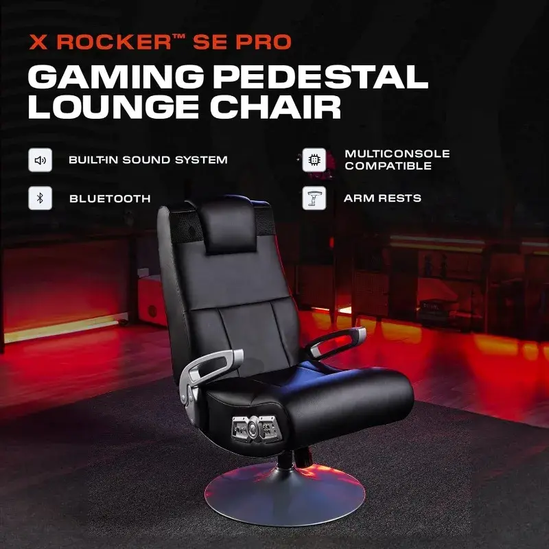 X sedia da gioco con piedistallo a bilanciere, da utilizzare con tutte le principali console di gioco, Mobile, TV, PC, dispositivi intelligenti, con braccioli, Audio Bluetooth