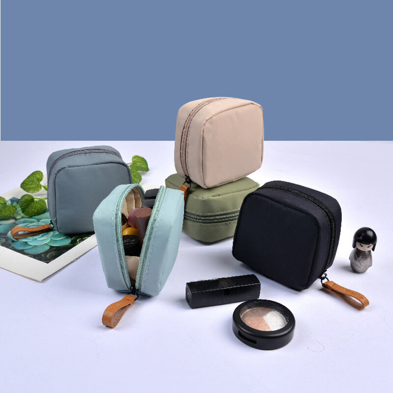 단색 미니 화장품 가방, 여행용 세면 용품 보관 가방, 메이크업 가방, 정리함 위생 냅킨 보관 가방