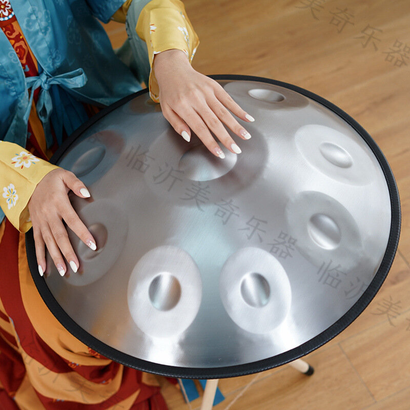 9/10 ton Handpan Drum 22 cale D Minor niebieska stal bęben z językiem medytacja do jogi bębny ręczne instrumenty perkusyjne bębny muzyczne