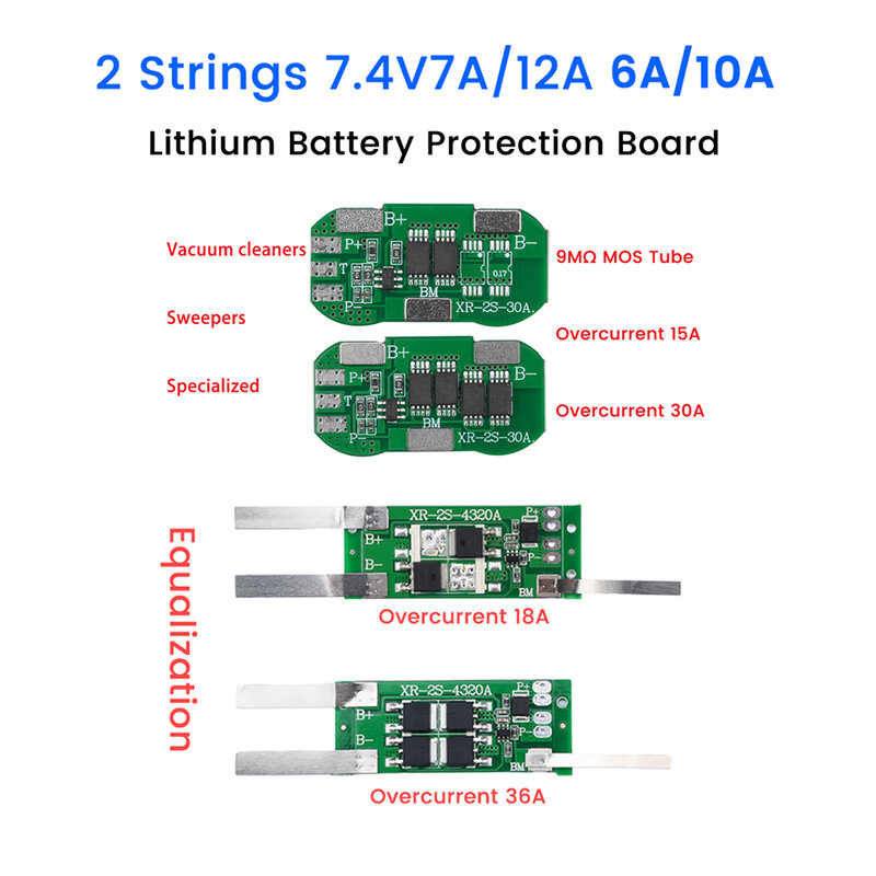 Placa de protección de descarga de batería de litio, circuito de protección PCB con placas de níquel, BMS 2S 5A 6A 10A 18650 7,4 V