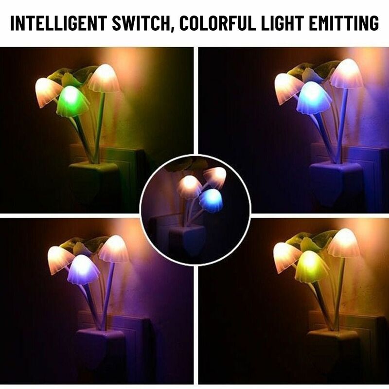 Mushroom triangle Handmade 3D Light Floral Lamp LED Mushroom Night Lights Colorful Little Night Light For US EU Plug