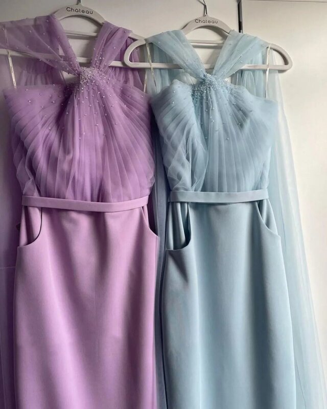 Koendye 2024 gaun Prom manik-manik bungkus panjang Arab Saudi wanita memakai gaun malam ritsleting belakang gaun acara Formal tamu pernikahan