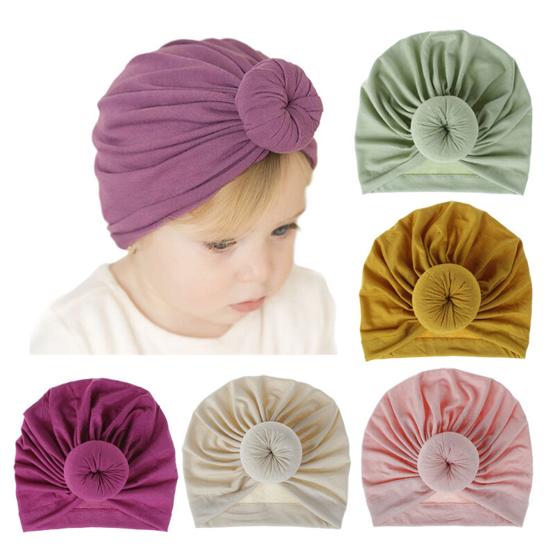 18-color Knitted Rayon Cotton Donut Baby Cloth Hat Children's Baby Pullover Hat