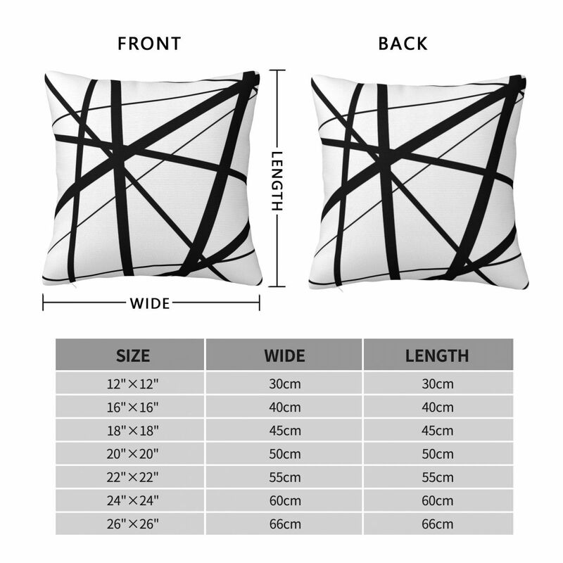 Black And White Geometric Lines Square Pillowcase Pillow Cover Cushion Zip Decorative Comfort Throw Pillow for Home Sofa