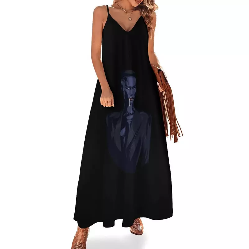 Grace jones-女性のノースリーブルーズドレス,女性のための高級デザイナーパーティーTシャツ,2021