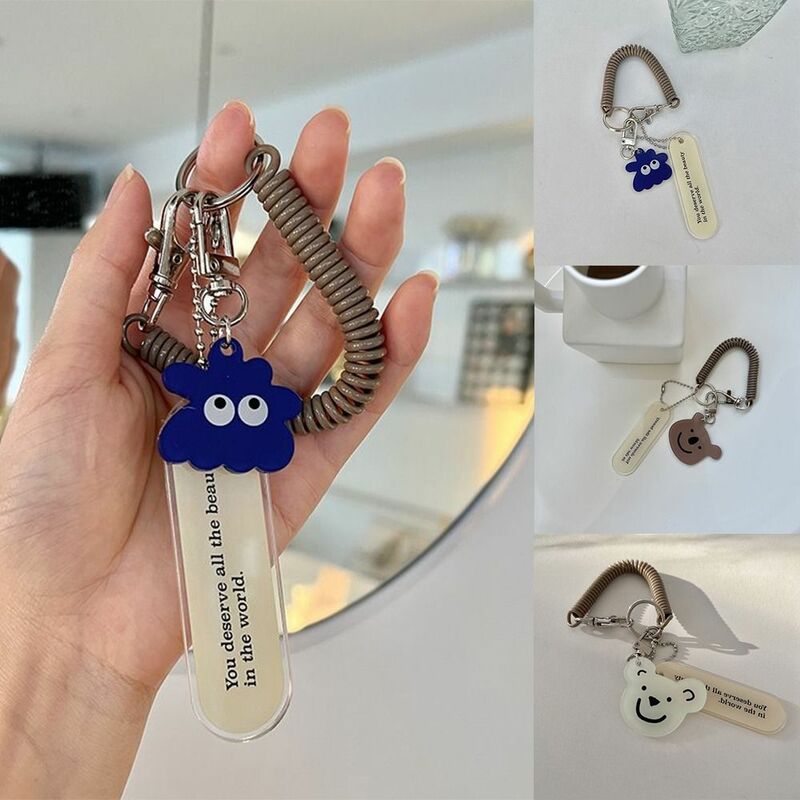 Porte-clés en acrylique de style coréen, lanière de porte-clés unique, cadeau de ressort d'ours de bande dessinée