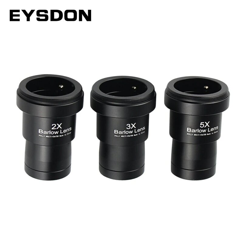 EYSDON 1.25 Inci 2x/ 3x/ 5x Teleskop Barlow Lensa Logam Lapis Penuh Panjang Fokus Extender dengan M42 Pasang Kamera Thread