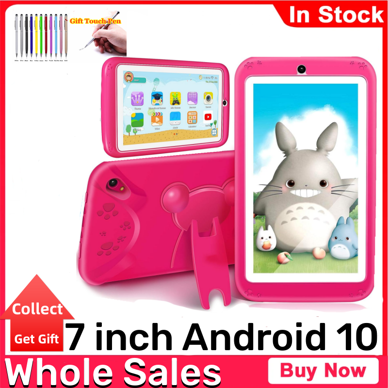 Hot Sales 7 INCH E98 Android 10.0 KID Gift Tablet PC 1GBRAM +16G ROM With Silicone Bracket Case  Dual Camera Quad Core WIFI