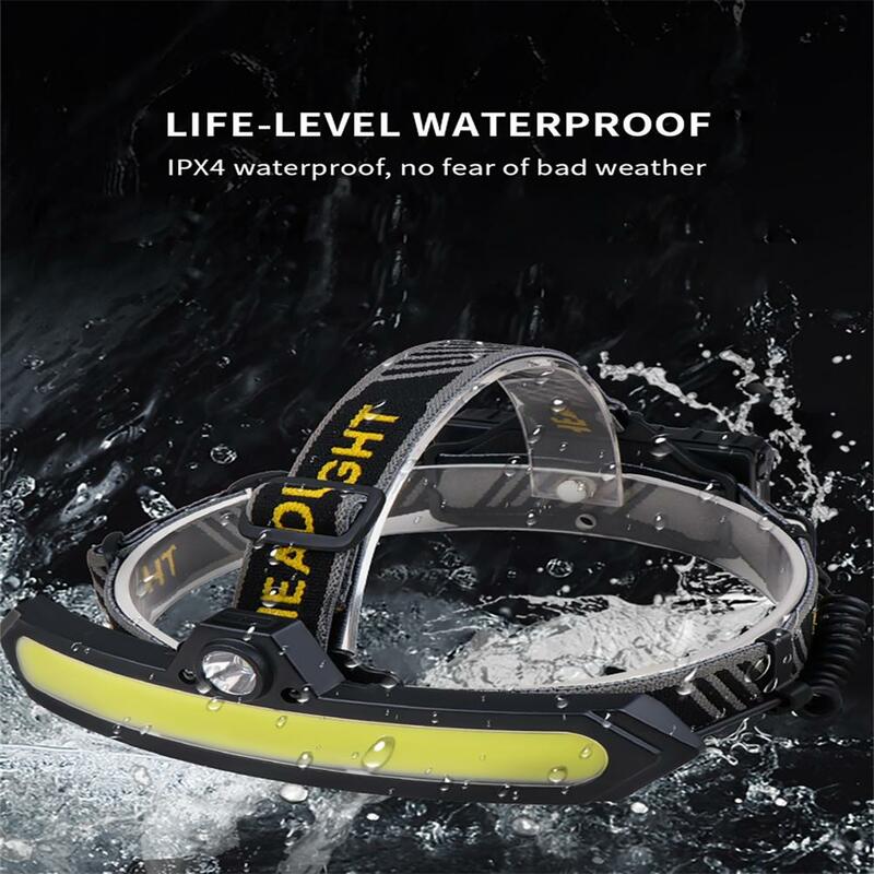 New Outdoor Headlamp Type-c Rechargeable Waterproof Led Cob Strong Light Head Lamp For Camping Hiking Working Hot