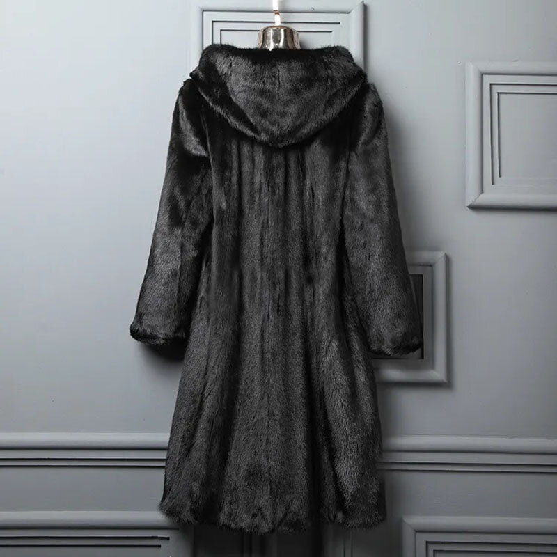 Mantel bulu & bulu imitasi warna polos wanita, mantel bulu wanita mode musim dingin baru 2023, mantel bulu wanita hangat paruh baya temperamen AXHA88