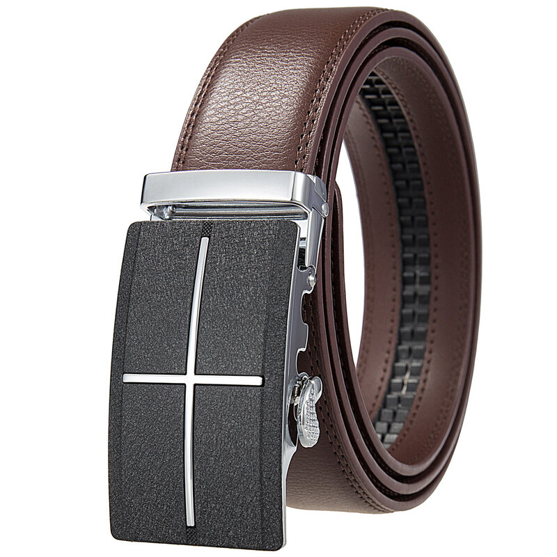 Plyesxale-cinturones de cuero con hebilla automática de Metal para hombres, cinturones de marca famosa, correa de negocios de trabajo de lujo, alta calidad, B998