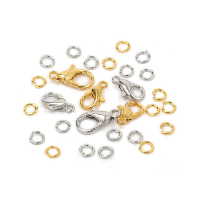 Ganchos de cierre de langosta de Metal de Color dorado blanco de 18k, conectores de extremo de anillo roto, collar, pulsera, cadena, hallazgos de joyería DIY, 10 piezas