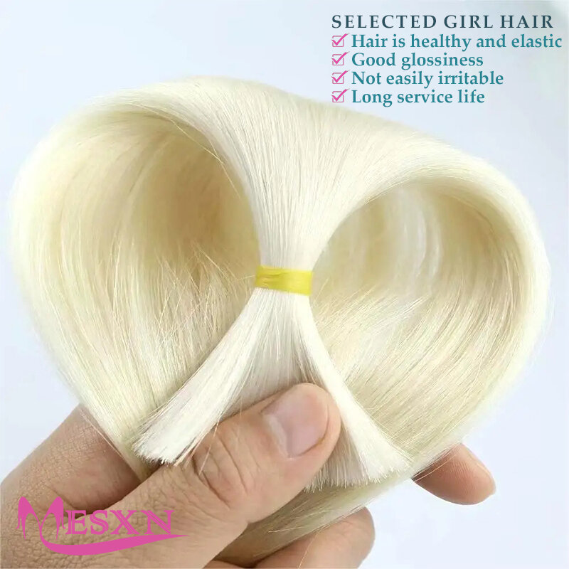 MESXN Bulk Hair Extensions Human Hair 100% Real Natural Hair Black Brown Blonde 613 Color for Women For salon  16-24inch