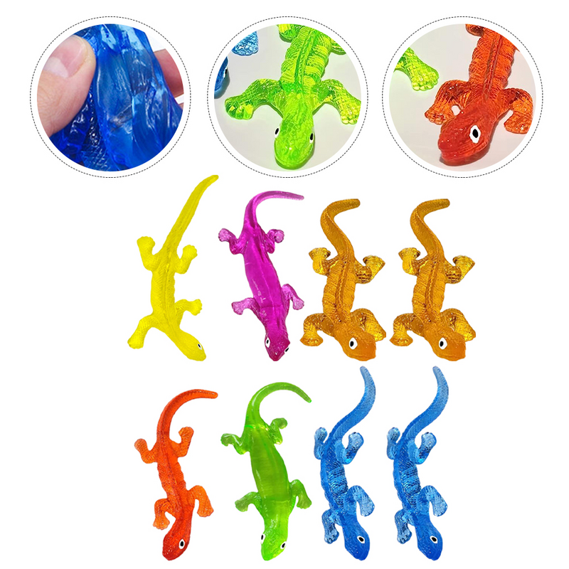 Juguete de lagarto de 4 piezas, juguetes adhesivos elásticos, figura realista, alivio del estrés
