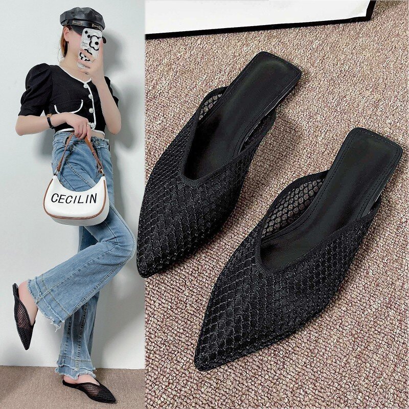 Solid Low Heel Modern Slippers Flat with Mesh Ladies Shoes on Sale 2024 Fashion Summer Outside Shallow Concise Women's Slippers