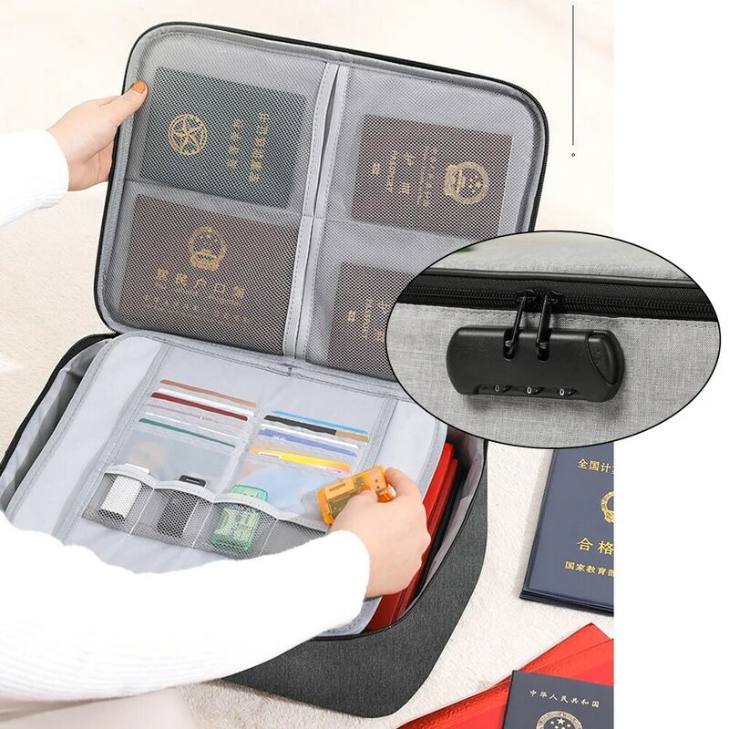 Documents and Documents Storage Bag Isolation Card Slot Mesh Bag Large-capacity Portable Three-digit Household Password Bag