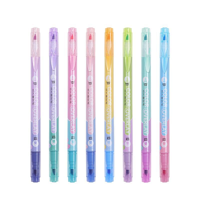 Double-Ended Highlighter Colored Double-Ended Marker Pens Water-Based Stationery Party Favors For Birthday Drawing Diary Poster
