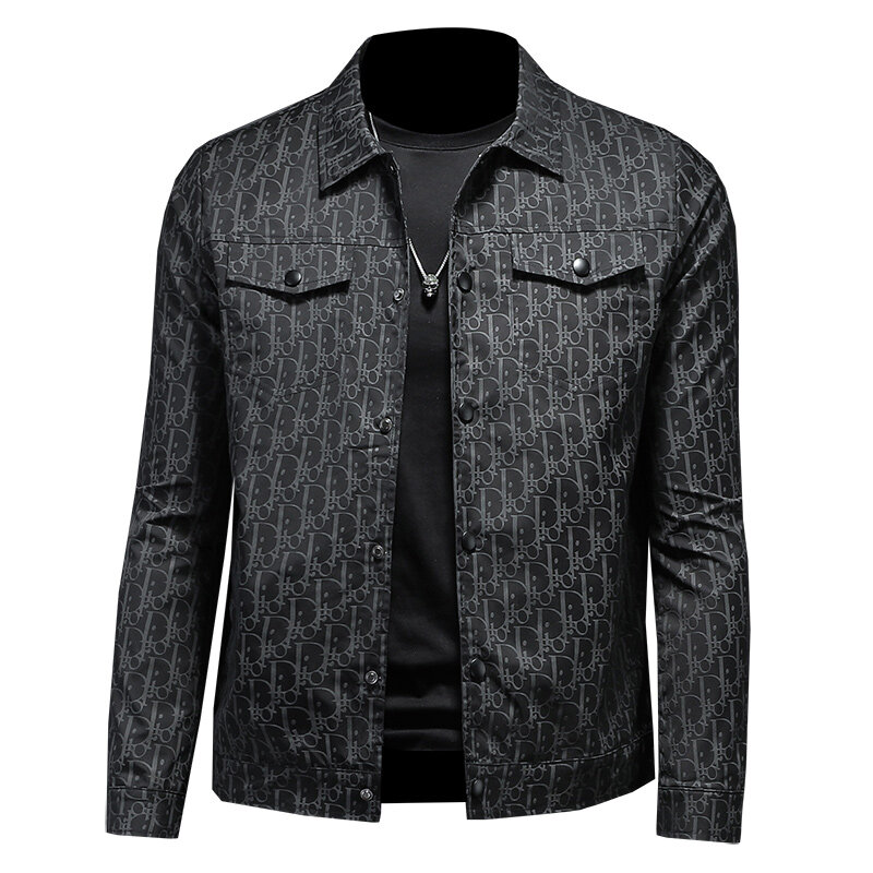 Verbessern Sie Ihren Stil mit exklusiven Herren jacken-hochwertigem Stoff und einzigartiger schwarzer Jacke mit Flip-Kragen für Jungen