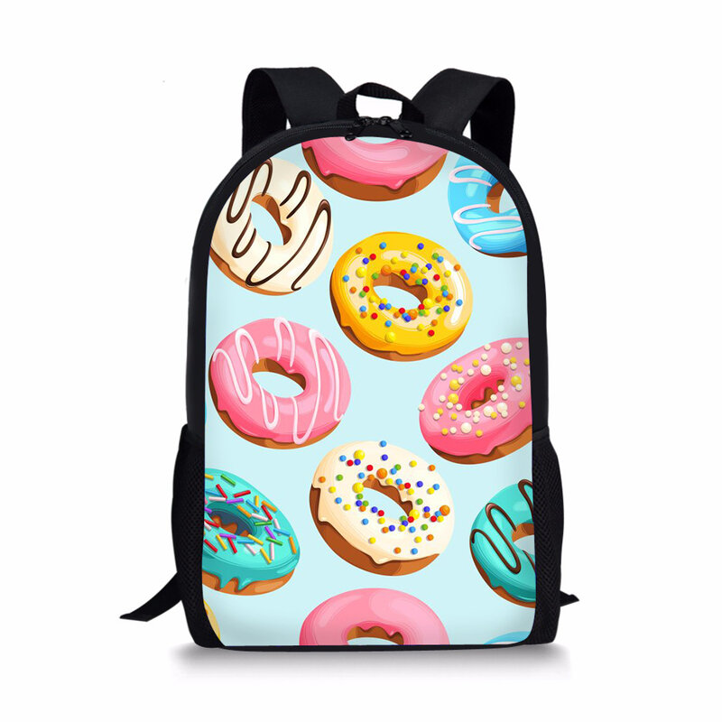 학생용 도넛 프린트 백팩, 소녀 소년 학교 가방, 여성 남성 캐주얼 여행 배낭, 십대 데일리 백팩