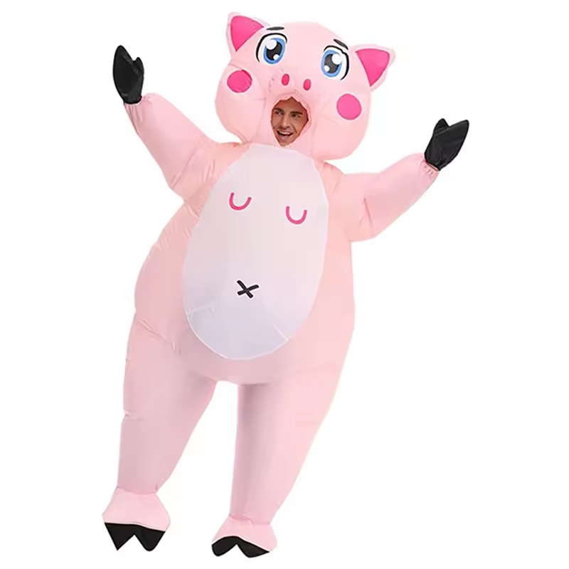 Traje de Cosplay de cerdo inflable divertido, fiesta de Halloween de carnaval, disfraces de mascota inflable de cerdo de dibujos animados de Navidad