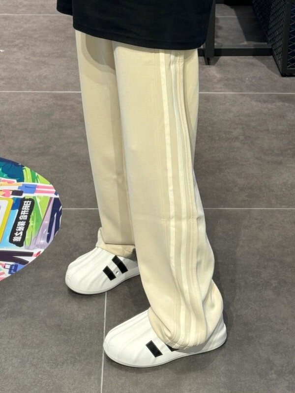 Женские полосатые спортивные брюки Deeptown Y2k с широкими штанинами, весна 2024, модные прямые спортивные брюки, свободные брюки, Корейская уличная мода Kpop