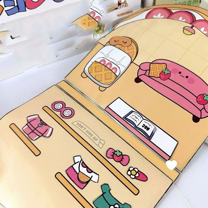 Beanie paket bahan buku wafel ulenan senyap buku 3D Montessori buku stiker toko kuku buku senyap buatan tangan balita buatan rumah