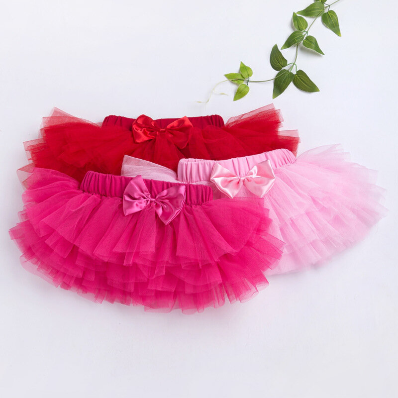 Baby Girls Tulle Tutu Bloomers Infant Newborn Princess Dress Short Rainbow Kid Bubble Pleated Skirt Clothes Kawaii Fluffy Skirt