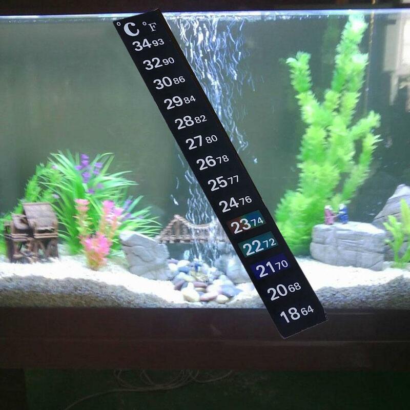 Etiqueta com termômetro de temperatura para aquário, adesivo stick-on para tanque de peixes, stick-on escala adesiva, etiqueta dupla, y3j7