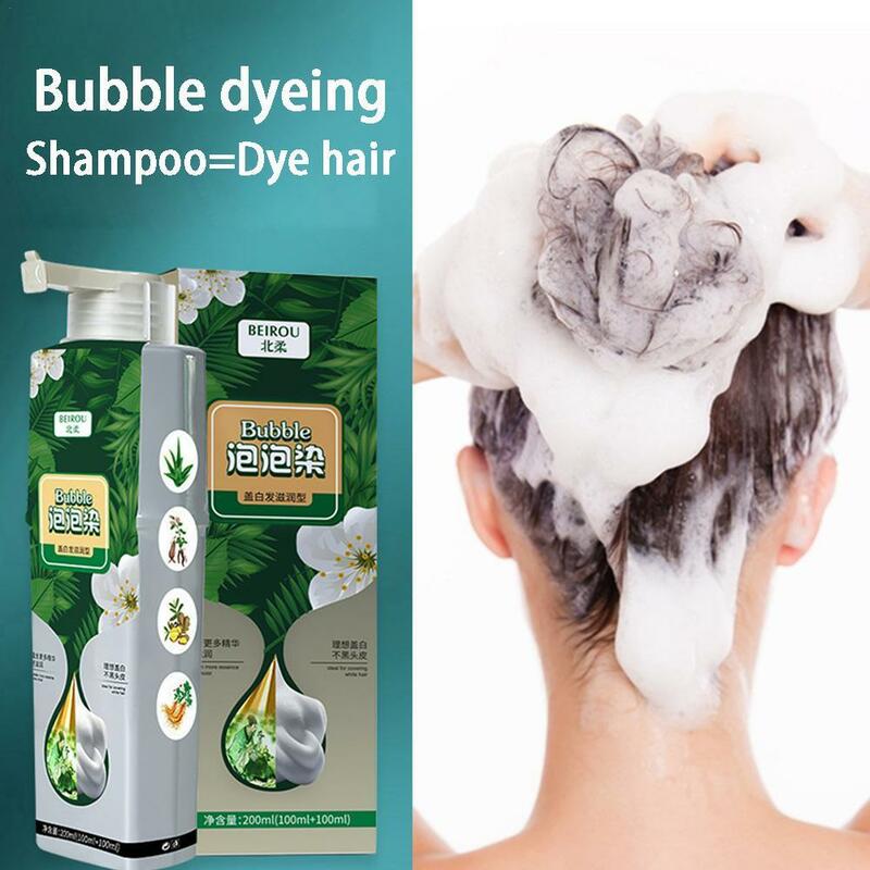 200ml Bubble Hair Dye Plant Essence crema colorante per capelli Shampoo colorante per capelli non danneggia il cuoio capelluto e la Formula botanica dei capelli